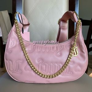Juicy Couture Pink Quilted Taffy Puff Half Moon Crossbody Bag